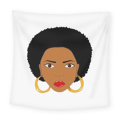 African American Woman With ?urly Hair Square Tapestry (large) by bumblebamboo