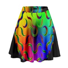 Ball Sphere Digital Art Fractals High Waist Skirt by Pakrebo