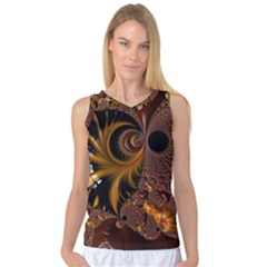 Fractal Brown Golden Intensive Women s Basketball Tank Top by Pakrebo