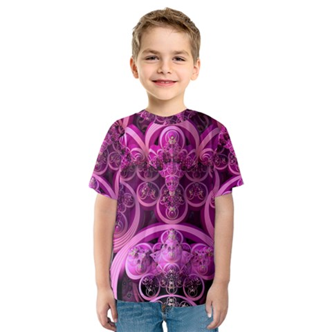 Fractal Math Geometry Visualization Pink Kids  Sport Mesh Tee by Pakrebo