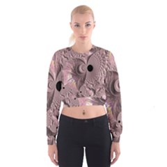 Fractal Tender Rose Cream Cropped Sweatshirt by Pakrebo