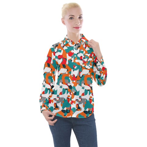 Pop Art Camouflage 1 Women s Long Sleeve Pocket Shirt by impacteesstreetweareight