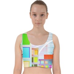 City Modern Business Skyscrapers Velvet Racer Back Crop Top by Pakrebo