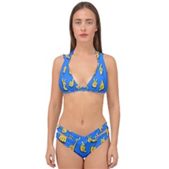 Emojis Hands Fingers Background Double Strap Halter Bikini Set by Pakrebo