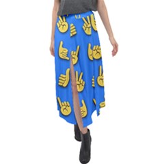 Emojis Hands Fingers Background Velour Split Maxi Skirt