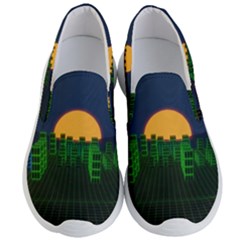 Neon City Retro Grid 80s Men s Lightweight Slip Ons by Pakrebo