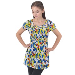 Pop Art Camouflage 2 Puff Sleeve Tunic Top by impacteesstreetweareight