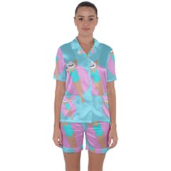Lady In The Pool Satin Short Sleeve Pyjamas Set by Valentinaart