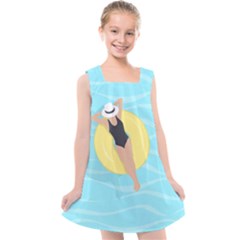 Lady In The Pool Kids  Cross Back Dress by Valentinaart