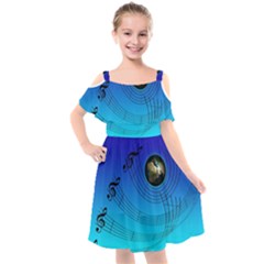 Music Reble Sound Concert Kids  Cut Out Shoulders Chiffon Dress