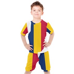 Chad Flag Map Geography Outline Kids  Tee And Shorts Set by Sapixe