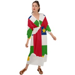 Central African Republic Flag Map Grecian Style  Maxi Dress