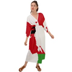 Malawi Flag Map Geography Outline Grecian Style  Maxi Dress