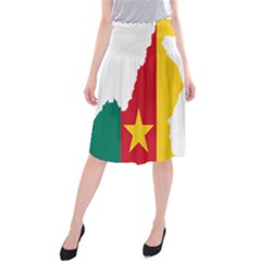 Cameroon Flag Map Geography Midi Beach Skirt by Sapixe