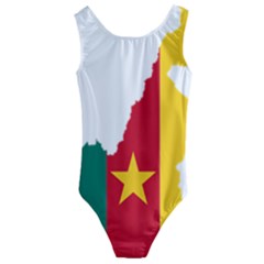 Cameroon Flag Map Geography Kids  Cut-out Back One Piece Swimsuit by Sapixe