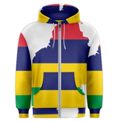 Mauritius Flag Map Geography Men s Zipper Hoodie by Sapixe