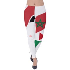 Western Sahara Flag Map Geography Velvet Leggings by Sapixe