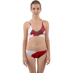 Morocco Flag Map Geography Outline Wrap Around Bikini Set by Sapixe