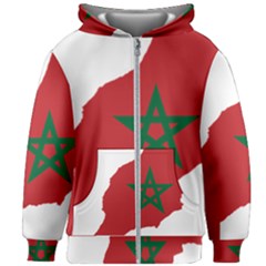 Morocco Flag Map Geography Outline Kids  Zipper Hoodie Without Drawstring by Sapixe