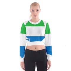 Sierra Leone Flag Map Geography Cropped Sweatshirt by Sapixe