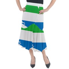 Sierra Leone Flag Map Geography Midi Mermaid Skirt by Sapixe