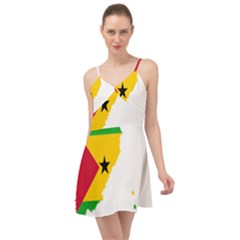 Sao Tome Principe Flag Map Summer Time Chiffon Dress