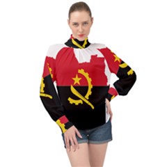 Angola Flag Map Geography Outline High Neck Long Sleeve Chiffon Top