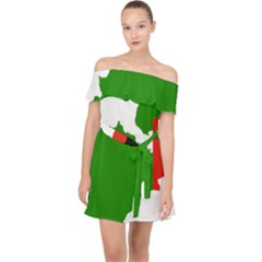 Zambia Flag Map Geography Outline Off Shoulder Chiffon Dress by Sapixe