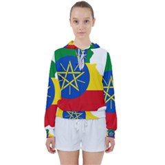 Ethiopia Flag Map Geography Women s Tie Up Sweat by Sapixe