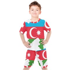 Borders Country Flag Geography Map Kids  Tee And Shorts Set by Sapixe