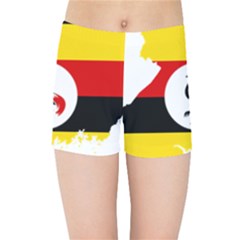 Uganda Flag Map Geography Outline Kids  Sports Shorts by Sapixe