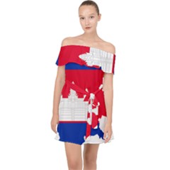 Borders Country Flag Geography Map Off Shoulder Chiffon Dress by Sapixe