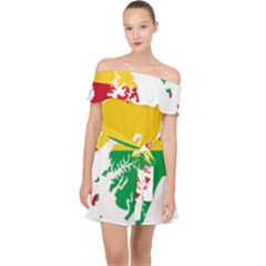 Guinea Bissau Flag Map Geography Off Shoulder Chiffon Dress by Sapixe