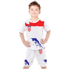 Croatia Country Europe Flag Kids  Tee And Shorts Set by Sapixe