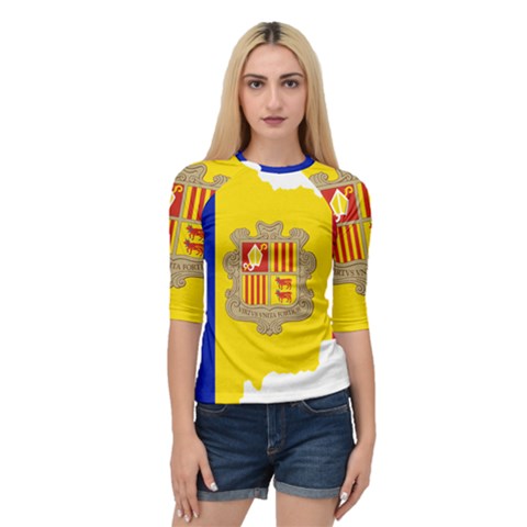 Andorra Country Europe Flag Quarter Sleeve Raglan Tee by Sapixe