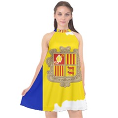 Andorra Country Europe Flag Halter Neckline Chiffon Dress  by Sapixe