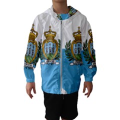 San Marino Country Europe Flag Kids  Hooded Windbreaker by Sapixe