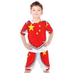 Flag China Country Nation Asia Kids  Tee And Shorts Set by Sapixe