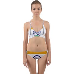 Flag India Nation Country Banner Wrap Around Bikini Set by Sapixe