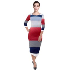 Costa Rica Flag Country Symbol Quarter Sleeve Midi Velour Bodycon Dress by Sapixe