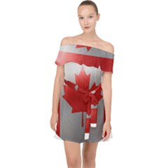 Canada Flag Country Symbol Nation Off Shoulder Chiffon Dress by Sapixe