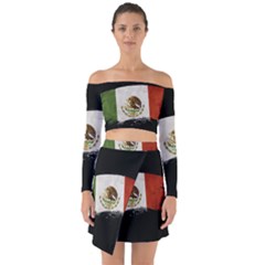 Flag Mexico Country National Off Shoulder Top With Skirt Set by Sapixe