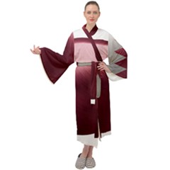 Qatar Flag Country Nation National Maxi Tie Front Velour Kimono by Sapixe