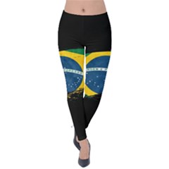 Flag Brazil Country Symbol Velvet Leggings by Sapixe