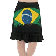 Flag Brazil Country Symbol Fishtail Chiffon Skirt