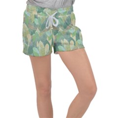 Watercolor Leaves Pattern Women s Velour Lounge Shorts by Valentinaart