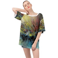 Original Abstract Art Oversized Chiffon Top