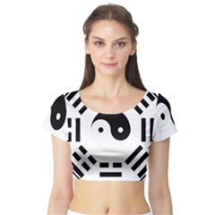 Bagua Yin Yang Yang Yin Chinese Short Sleeve Crop Top by Pakrebo