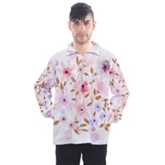 Flowers Watercolor Men s Half Zip Pullover by Pakrebo