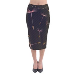 Black And Dandelion Digital Paper Velvet Midi Pencil Skirt by Pakrebo